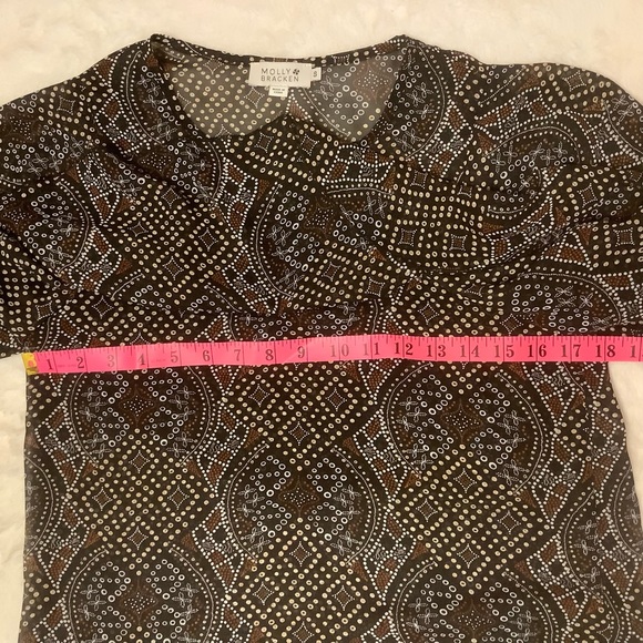 MOLLY BRACKEN WOMENS PAISLEY PRINT RUFFLE BLOUSE/ Size Small - Picture 6 of 8
